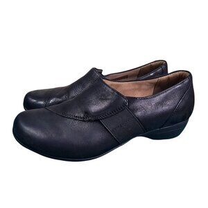 Dansko Fae Loafers Clogs Shoes Womens Size 6.5-7 US 37 EU Black Leather Slip On